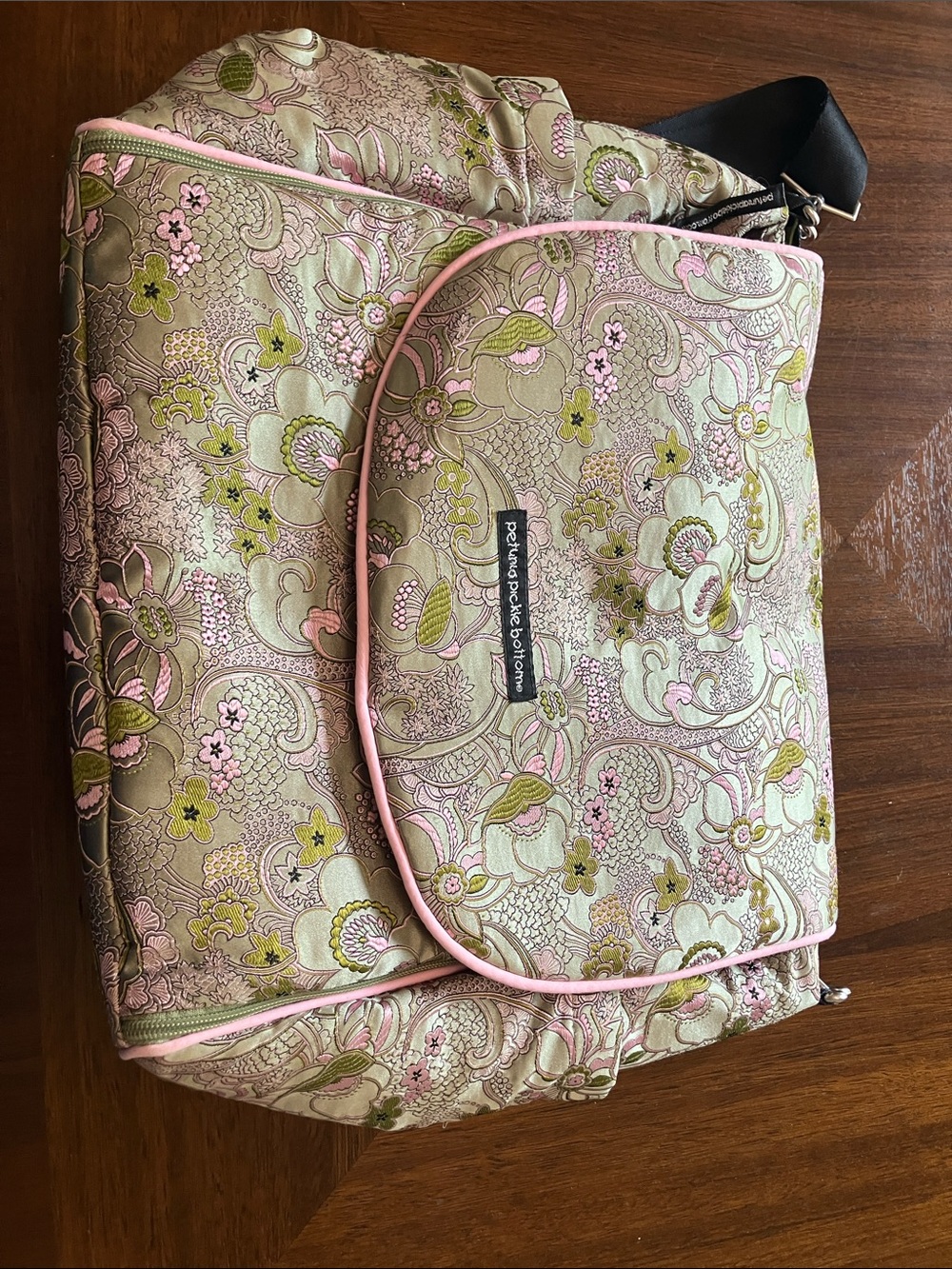 Petunia Pickle Bottom Pink & Olive Floral Convertible Tote